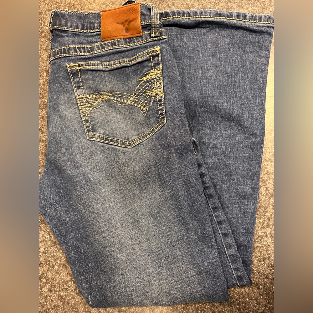 Wrangler Dark Blue Denim Jeans with Contrast Stitching